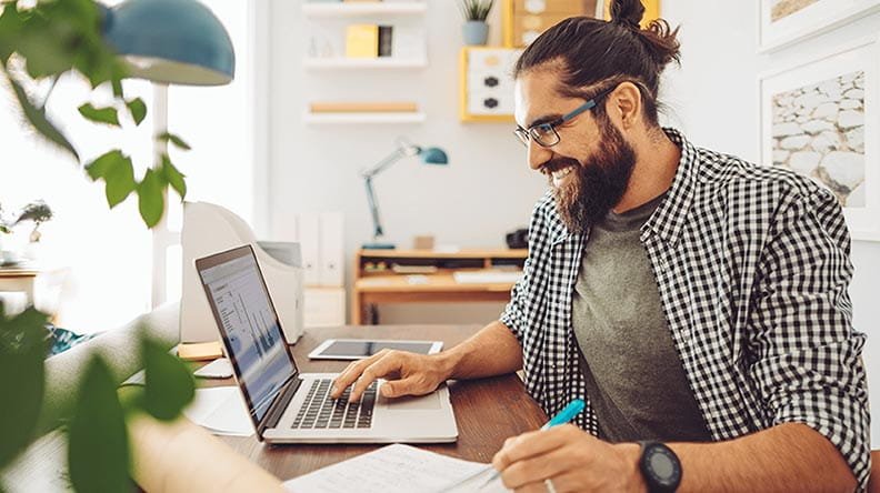 man reviewing finances