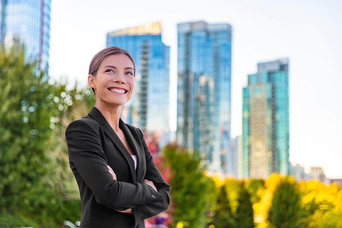 business woman and skyline